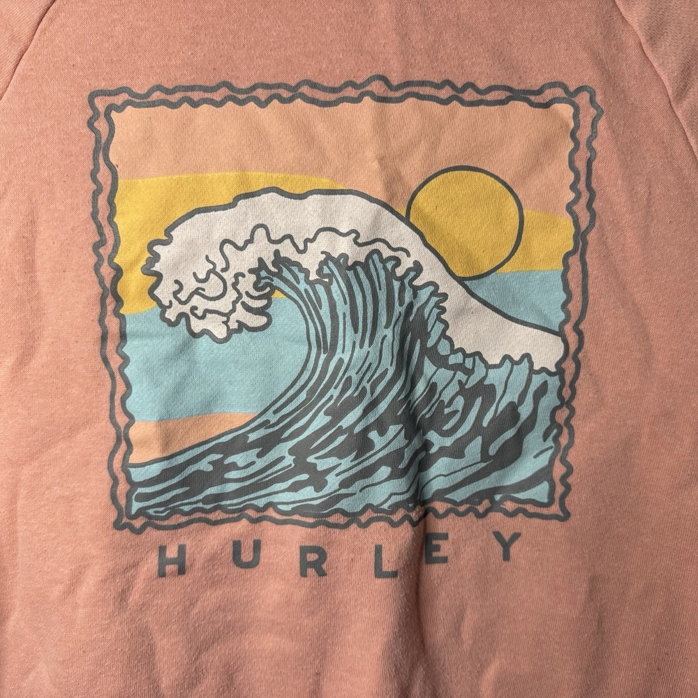 Hurley Pink Graphic Pullover Sweatshirt Crew Neck Womens S Cotton Fleece Vintage - Picture 2 of 6
